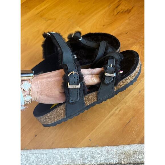 NWT Birkenstock Mayari Shearling Sandals Leather black NEW 40 Made in Germany 9 - Picture 8 of 8